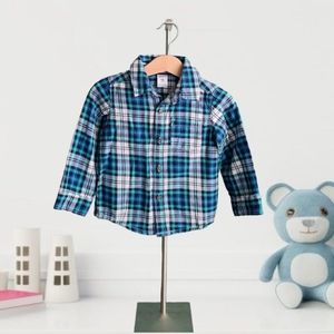 Baby Boy's Carter's Green and Blue Plaid Button Up Shirt